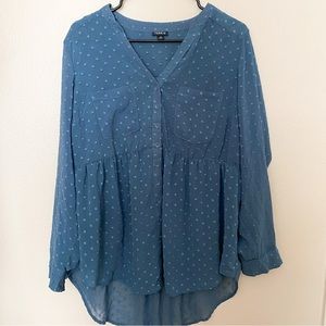 Torrid Dusty Blue Swiss Dot Babydoll Tunic